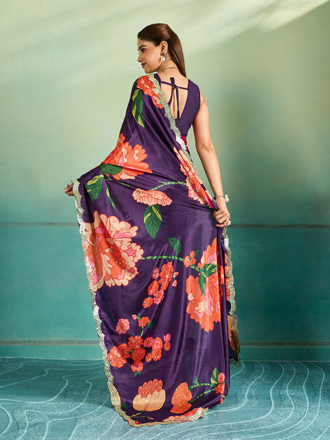 Gotapatti work Sarees in purple colour