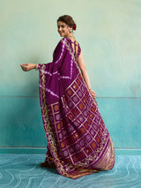 KcPc Beautiful Bandhani Style Dola Silk Saree with Gotapatti Work Saree GAN