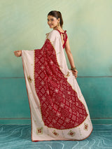 KcPc New Ajrakh Style Creap Silk Saree with Stone Work Saree STR