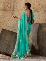 Buy Georgette Kacha Gotapatti Saree kcpc
