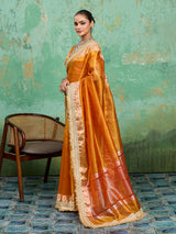 trending Tissue Silk saree in yellow colour