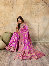 Georgette Gharchola Bandhej Cutdana Gotapatti Work Saree