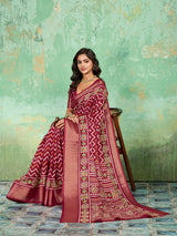 Buy New Launch Cotton Silk Printed Style With Daily Wear Pink Saree
