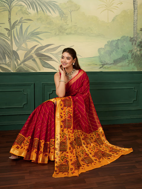 KcPc New Beautiful Ghatchola Style Saree in Pure Cotton  KC