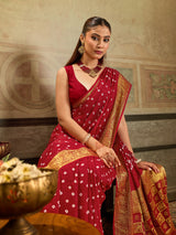 KcPc New Elegant Bandhani Charm Viscose Silk Saree with Zari Weaving Border RAJ