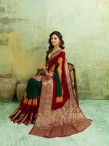 silk Zari weaving Work Saree in multi colour
