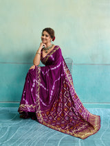 KcPc Beautiful Bandhani Style Dola Silk Saree with Gotapatti Work Saree GAN