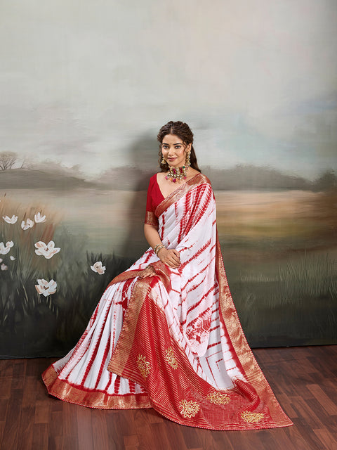 Buy Chiffon Faag Style Saree Whgit Gotapatti Work  Kcpc 