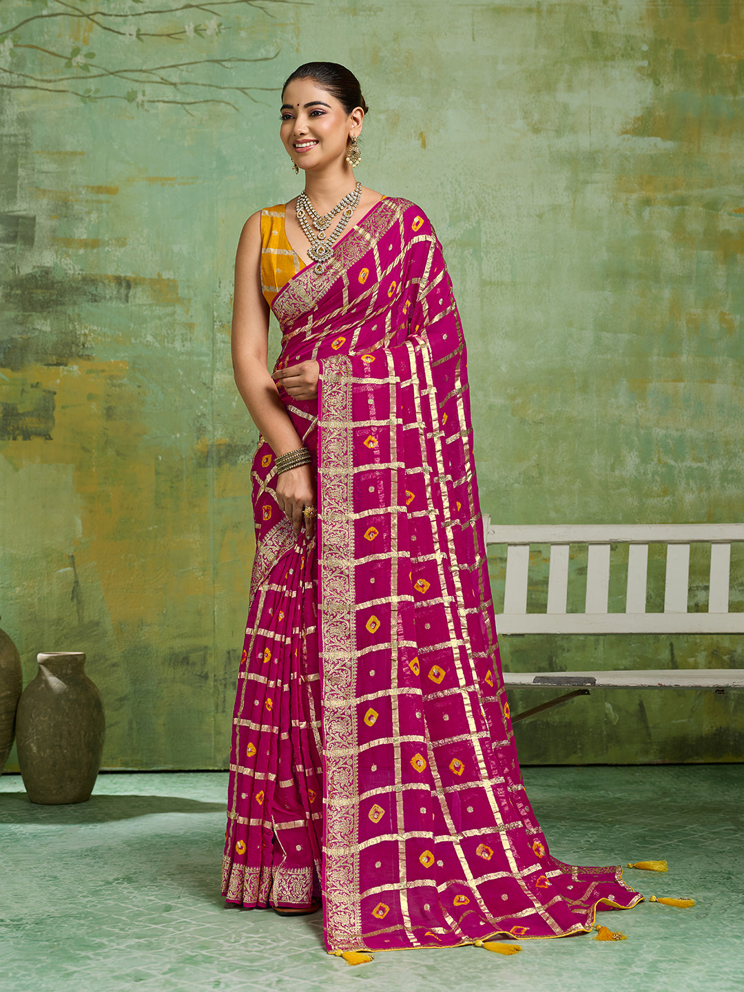 KcPc Lightweight Casual Georgette Saree in Bandhani Style CHAND