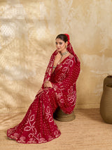 Buy Modal Bandhani Saree with Cutdana Work Kcpc image 4