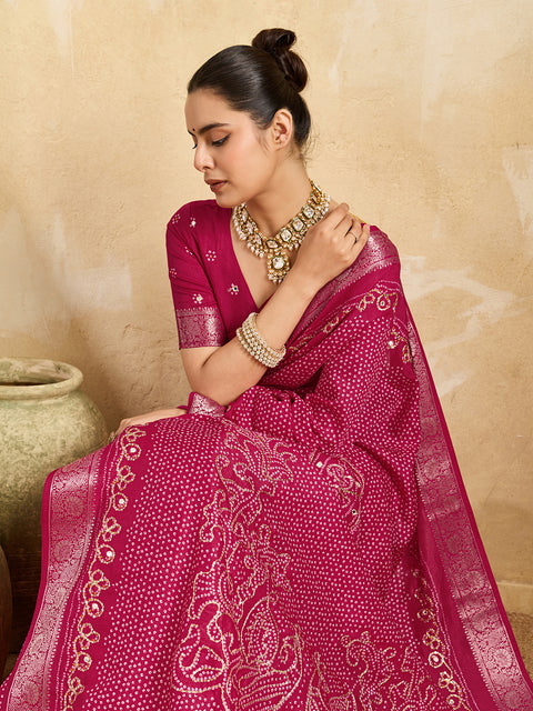 Pure Dola Silk saree in Bandhani style