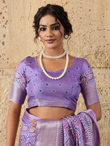 Cotton silk Ajrakh style Saree under 1000
