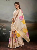 KcPc Premium Tissue Foil Print Saree with Matching Blouse Piece SWA