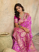  Georgette Gharchola Bandhej Cutdana Gotapatti Work Saree