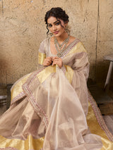 KcPc New Elegant Tari Border Tissue Silk Saree Janhvi Kapoor Inspired EditionAST