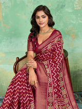 Buy New Launch Cotton Silk Printed Style With Daily Wear Pink Saree