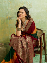 silk Zari weaving Work Saree in multi colour