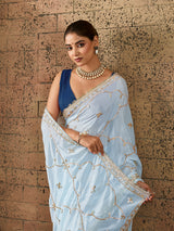 KcPc Royal Look Chinon Silk Saree with Elegant Gota Patti WorkSFS