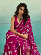 KcPc New Traditional Royal Chiffon Saree with Elegant Gota Patti Work SNL