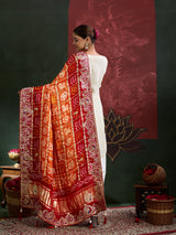 KcPc New Designer Pure Gaji Silk Banarasi Bandhej Ghatchola Gotapatti Work Dupatta AMT