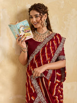 KcPc New Spiceal Chiffon Leheriya Style With Embroidery Border Work Saree STL