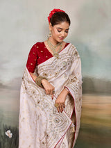 Buy Designer Saree with Embroidery Tari Work Kcpc Image 4