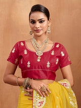 Bikaneri Kota Doria saree in yellow color 