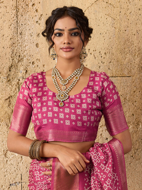 KcPc New Special Cotton silk Ajrakh style With Ajrakh HandPrint Work Saree STL