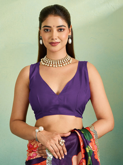 Gotapatti work Sarees in purple colour