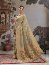 KcPc Traditional Royal Meenakari Pure Khaddi Georgette Saree for Women
