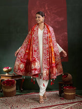 KcPc New Designer Pure Gaji Silk Banarasi Bandhej Ghatchola Gotapatti Work Dupatta AMT