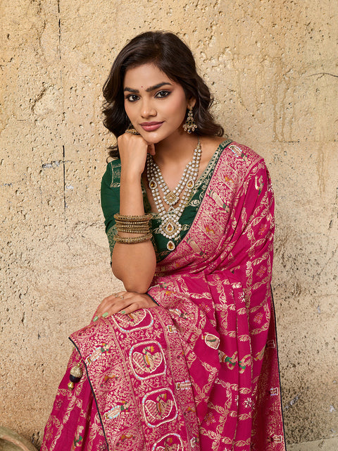Gharchola saree with Catdana jardozi work
