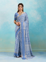 KcPcSpecial Batik Sanganeri Print Banarasi Border Saree STL