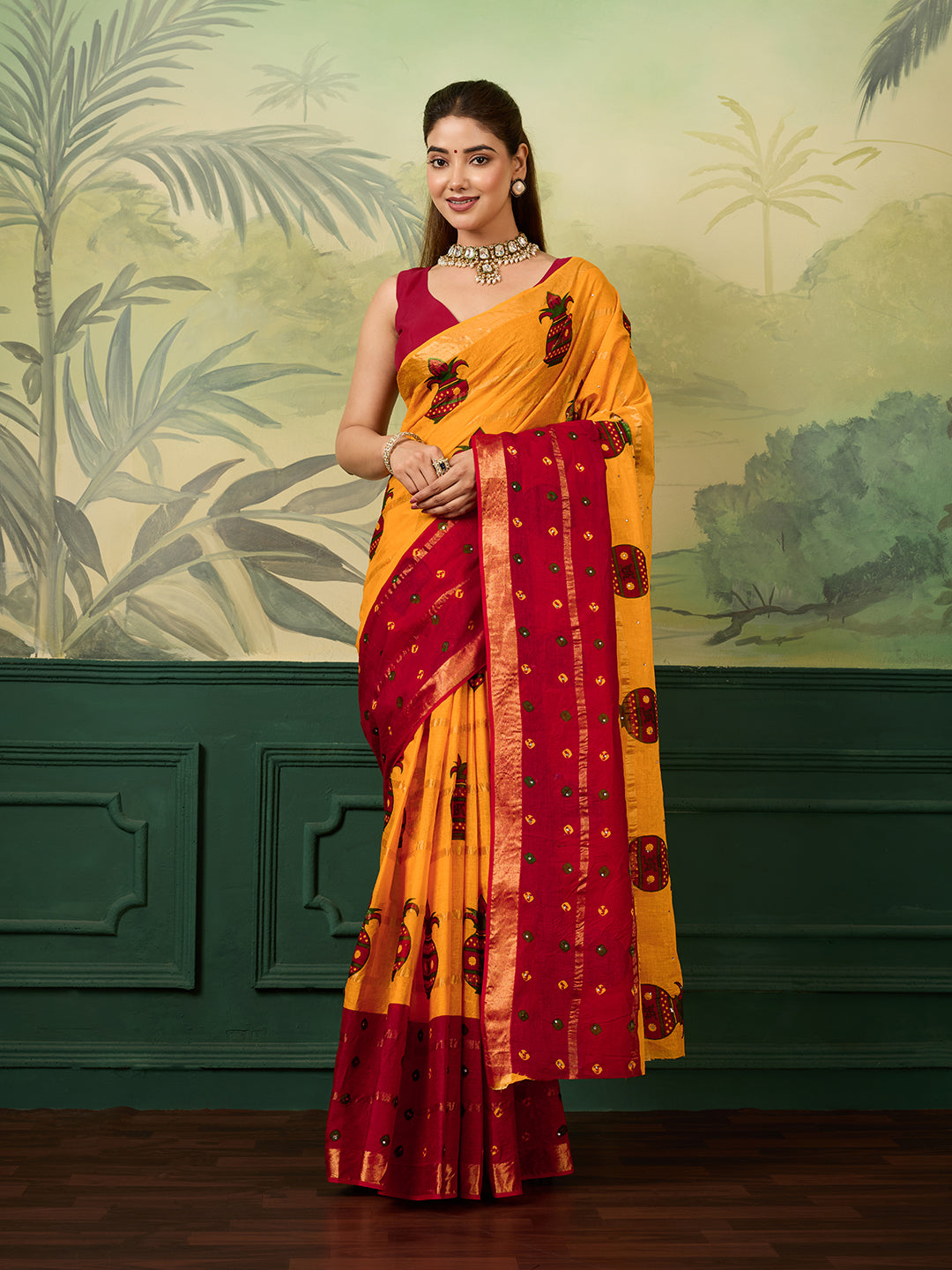 KcPc New Classic Festive Wear Cotton Saree with Bandhej WorkKC