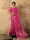 KcPc New Cotton silk Ajrakh style With Ajrakh HandPrint Work Saree STL