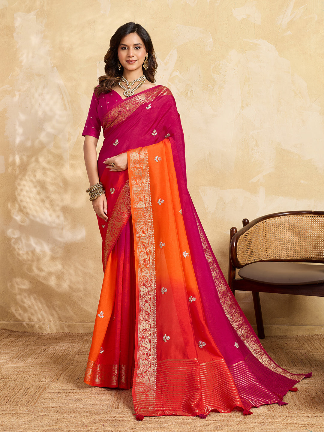 KcPc New Soft Dola Silk Designer Saree with Stunning Gotapatti DetailingGAN