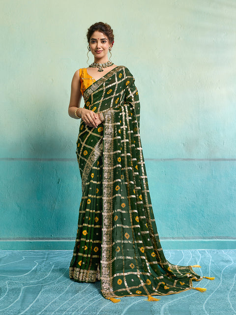 KcPc New Lightweight Casual Georgette Saree in Bandhani Style CHAND