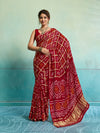 KcPc New Special Pure Gaji Silk Bandhani Ghatchola Saree Red