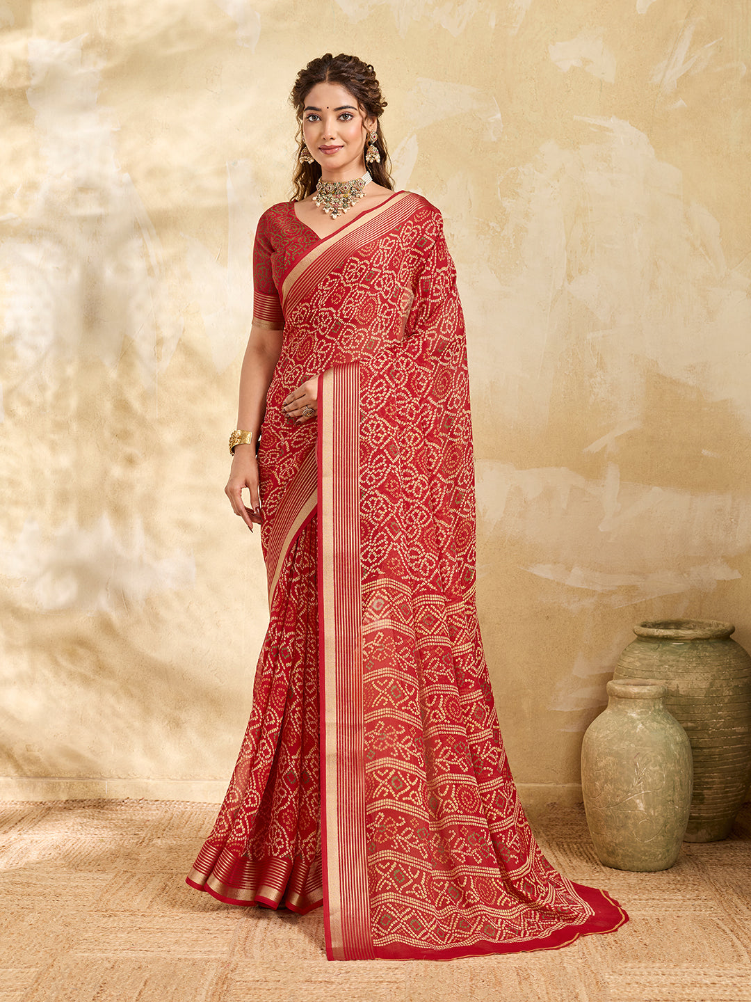 Buy Bandhani Style Saree Kcpc 