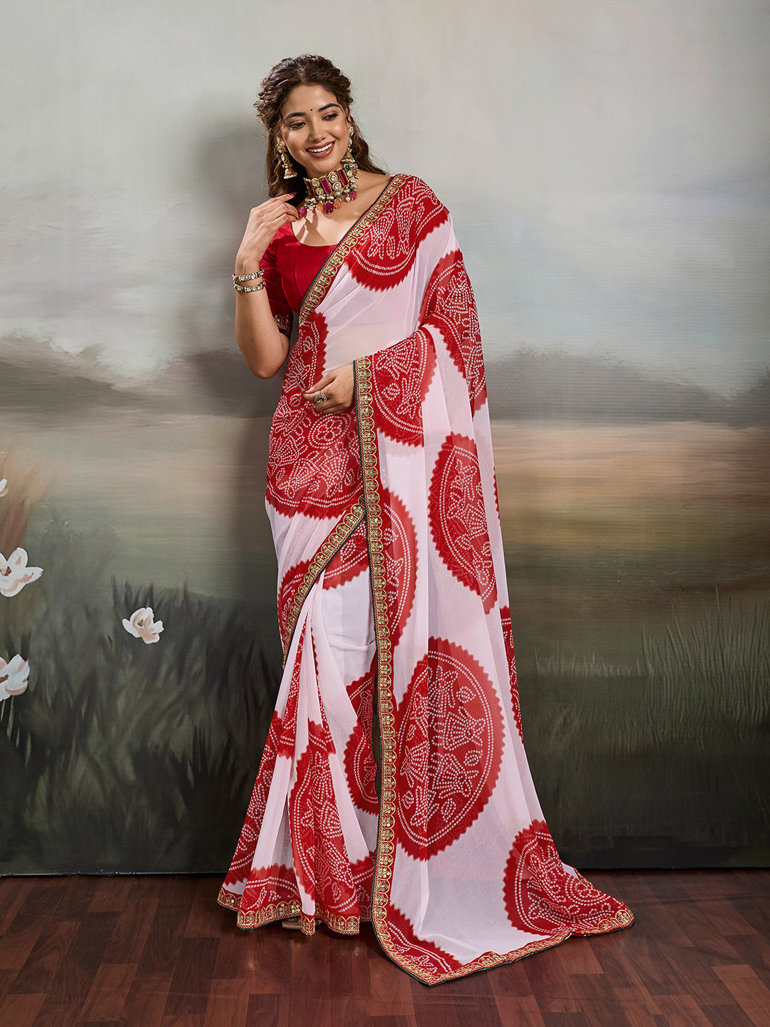 Buy New Premium Bandhani Saree Fine Tari Work Detailing KcPc