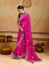 KcPc Georgette Bandhani Saree with Gotapatti Work AFN