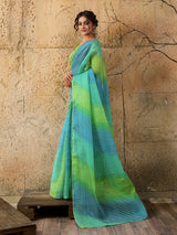 Kota Doria Saree in sky blue colour under 1000