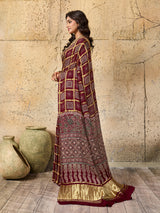 By Ajrakh saree With Traditional Wear