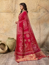 KcPc Royal Bandhani with Kachha Gota Patti Glow Modal Silk SareeAMT