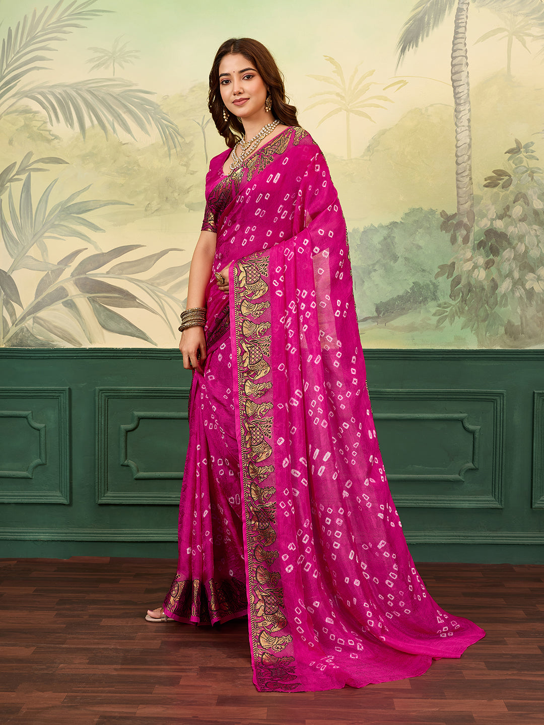 KcPc New Handmade Bandhej Bandhani Viscos Silk SareeRBW
