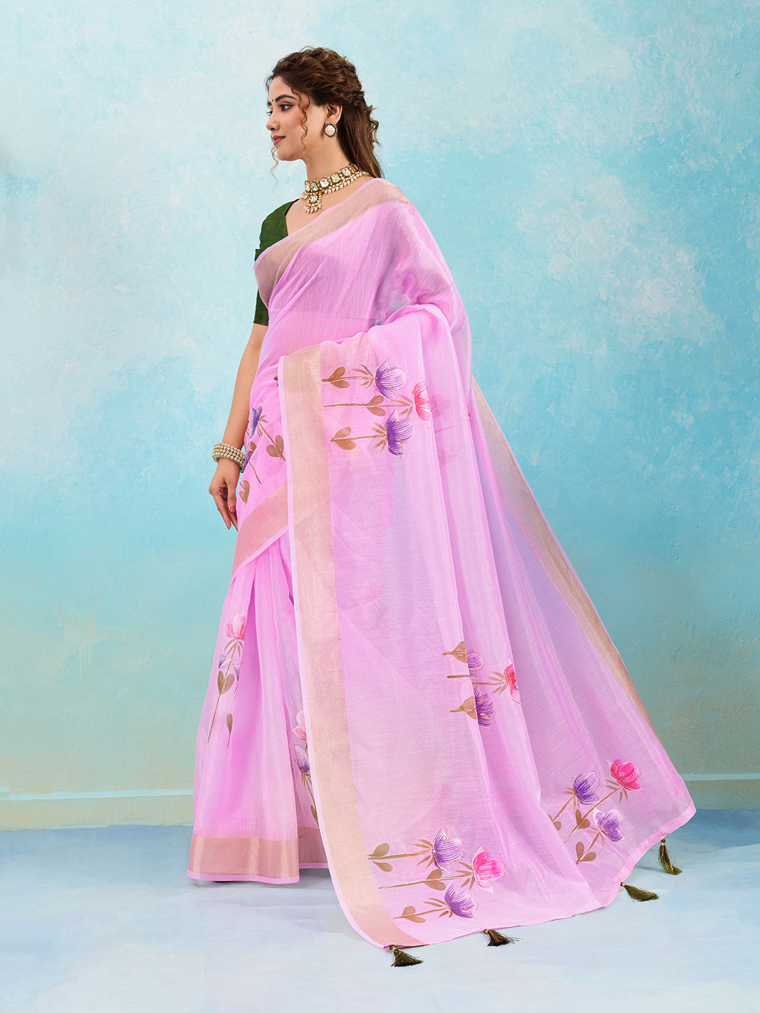 Buy Printed Saree Wih Casual Wear