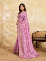 Cotton Silk Gotapatti Work Saree pink colour under 1000