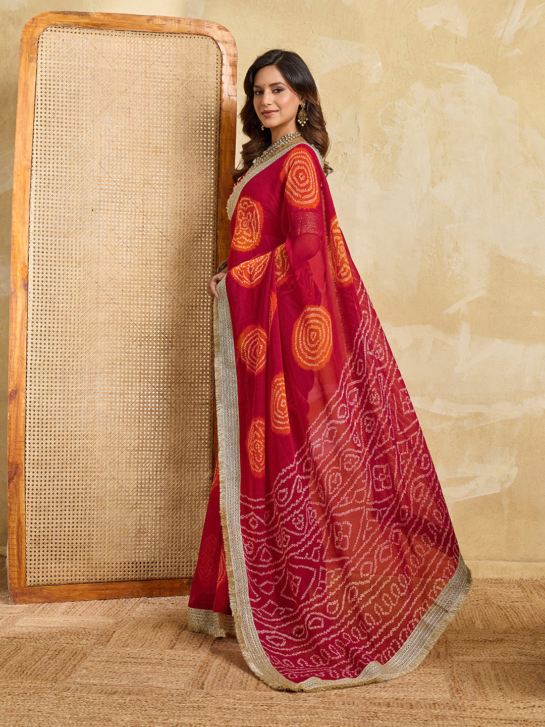 KcPc Premium Bandhani Style Georgette Saree with Rich Heavy BorderKDN