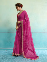 KcPc New Launch Georgette Leheriya Style With Embroidery Border Work Saree STL