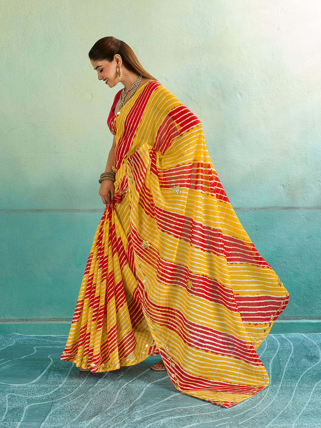 Buy Leheriya Style With Gotapatti Work Saree